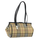 BURBERRY Nova Check Tote Bag PVC Beige Silver Auth 195080A-1