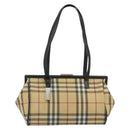 BURBERRY Nova Check Tote Bag PVC Beige Silver Auth 195080A-13