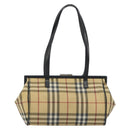 BURBERRY Nova Check Tote Bag PVC Beige Silver Auth 195080A-2
