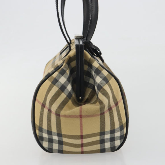 BURBERRY Nova Check Tote Bag PVC Beige Silver Auth 195080A