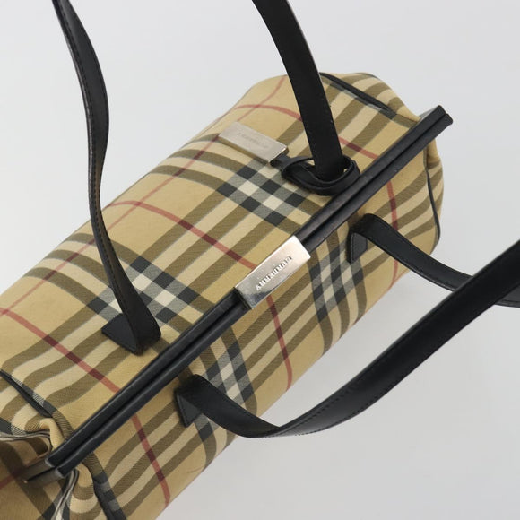 BURBERRY Nova Check Tote Bag PVC Beige Silver Auth 195080A