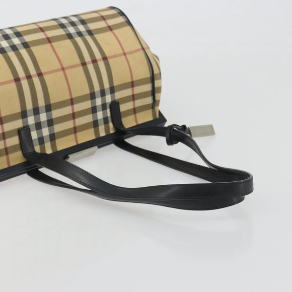 BURBERRY Nova Check Tote Bag PVC Beige Silver Auth 195080A