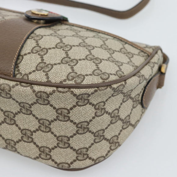 GUCCI GG Supreme Web Sherry Line Bag PVC Beige Gold 89 02 032 Auth 195081