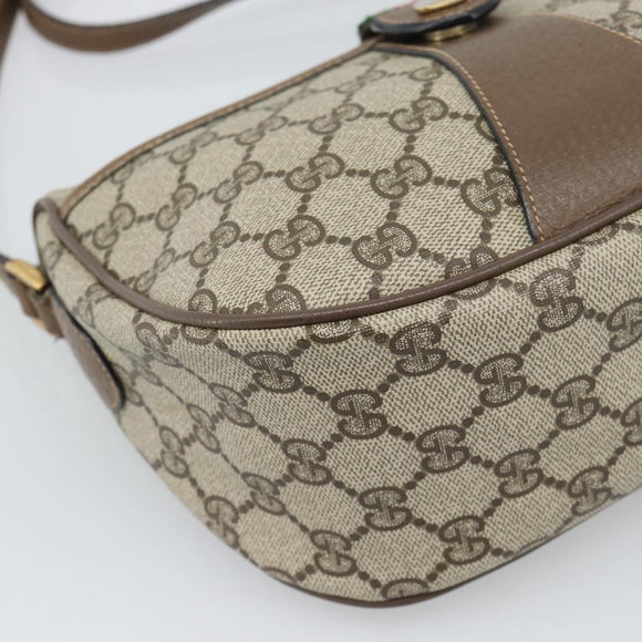 GUCCI GG Supreme Web Sherry Line Bag PVC Beige Gold 89 02 032 Auth 195081