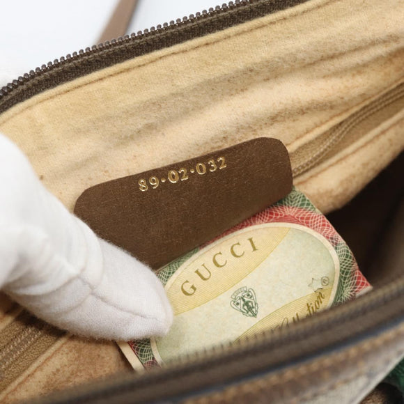 GUCCI GG Supreme Web Sherry Line Bag PVC Beige Gold 89 02 032 Auth 195081