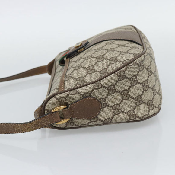GUCCI GG Supreme Web Sherry Line Bag PVC Beige Gold 89 02 032 Auth 195081