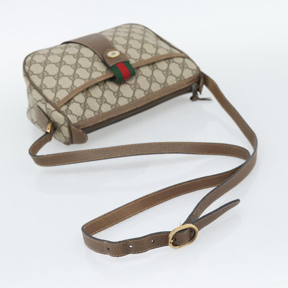 GUCCI GG Supreme Web Sherry Line Bag PVC Beige Gold 89 02 032 Auth 195081