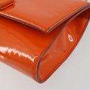 Salvatore Ferragamo Vala Chain Bag Patent leather Orange Gold Auth 195082-11