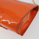 Salvatore Ferragamo Vala Chain Bag Patent leather Orange Gold Auth 195082-13