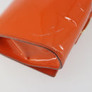 Salvatore Ferragamo Vala Chain Bag Patent leather Orange Gold Auth 195082-14
