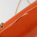 Salvatore Ferragamo Vala Chain Bag Patent leather Orange Gold Auth 195082-16