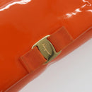 Salvatore Ferragamo Vala Chain Bag Patent leather Orange Gold Auth 195082-17