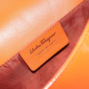 Salvatore Ferragamo Vala Chain Bag Patent leather Orange Gold Auth 195082-19