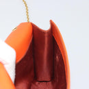 Salvatore Ferragamo Vala Chain Bag Patent leather Orange Gold Auth 195082-21