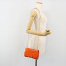 Salvatore Ferragamo Vala Chain Bag Patent leather Orange Gold Auth 195082-24