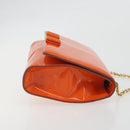 Salvatore Ferragamo Vala Chain Bag Patent leather Orange Gold Auth 195082-4