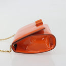 Salvatore Ferragamo Vala Chain Bag Patent leather Orange Gold Auth 195082-5