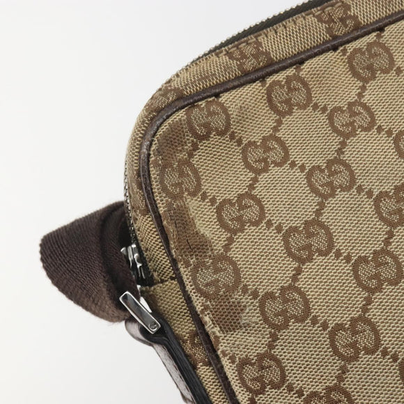 GUCCI GG Canvas Shoulder Bag Beige Silver 92551 Auth 195083