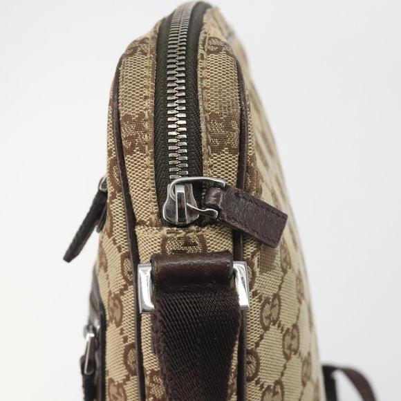 GUCCI GG Canvas Shoulder Bag Beige Silver 92551 Auth 195083