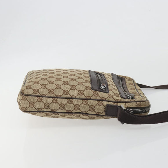 GUCCI GG Canvas Shoulder Bag Beige Silver 92551 Auth 195083