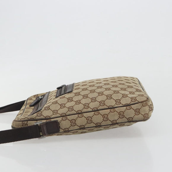 GUCCI GG Canvas Shoulder Bag Beige Silver 92551 Auth 195083