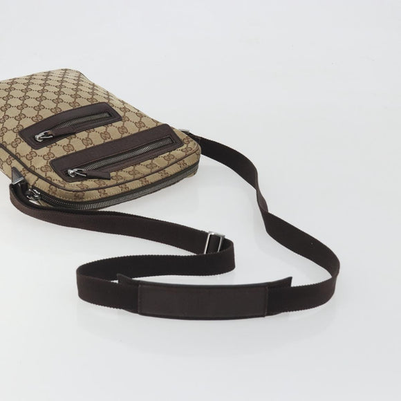 GUCCI GG Canvas Shoulder Bag Beige Silver 92551 Auth 195083