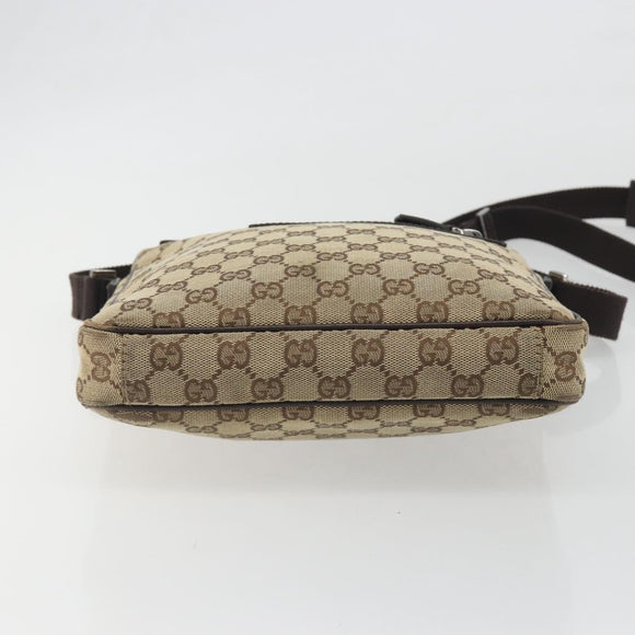 GUCCI GG Canvas Shoulder Bag Beige Silver 92551 Auth 195083