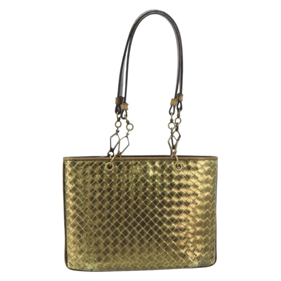 BOTTEGA VENETA INTRECCIATO Tote Bag Leather Gold 189228 Auth 195086A
