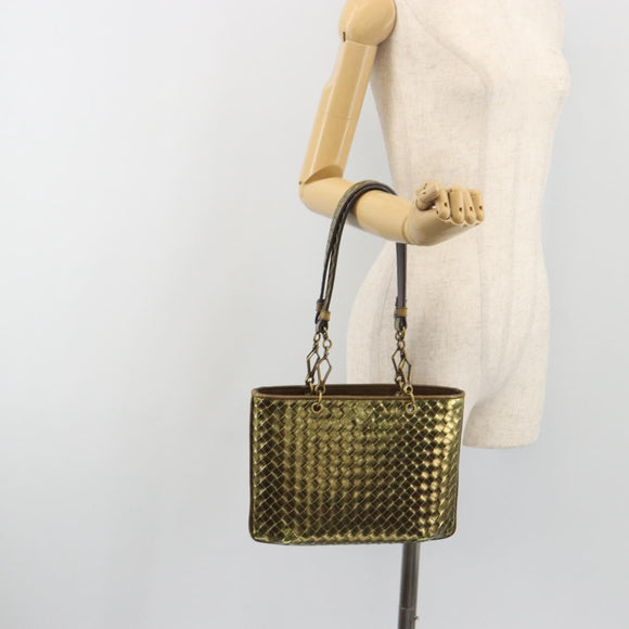 BOTTEGA VENETA INTRECCIATO Tote Bag Leather Gold 189228 Auth 195086A