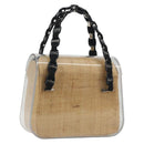 Salvatore Ferragamo Vala Chain Hand Bag Plastic Clear Silver Auth 195087V-1