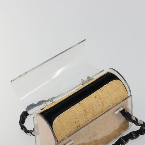 Salvatore Ferragamo Vala Chain Hand Bag Plastic Clear Silver Auth 195087V