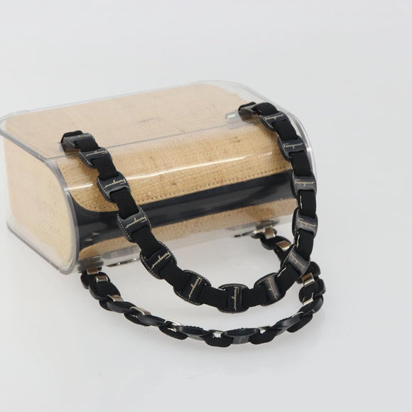 Salvatore Ferragamo Vala Chain Hand Bag Plastic Clear Silver Auth 195087V