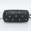 Salvatore Ferragamo Gancini Studio Hand Bag Leather 2way Black Gold Auth 195088-5