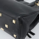 Salvatore Ferragamo Gancini Studio Hand Bag Leather 2way Black Gold Auth 195088-16