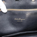 Salvatore Ferragamo Gancini Studio Hand Bag Leather 2way Black Gold Auth 195088-19