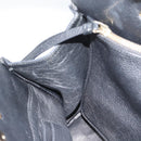 Salvatore Ferragamo Gancini Studio Hand Bag Leather 2way Black Gold Auth 195088-21
