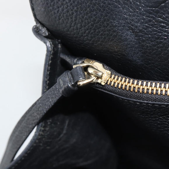 Salvatore Ferragamo Gancini Studio Hand Bag Leather 2way Black Gold Auth 195088