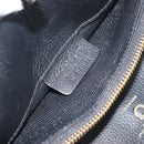 Salvatore Ferragamo Gancini Studio Hand Bag Leather 2way Black Gold Auth 195088-12