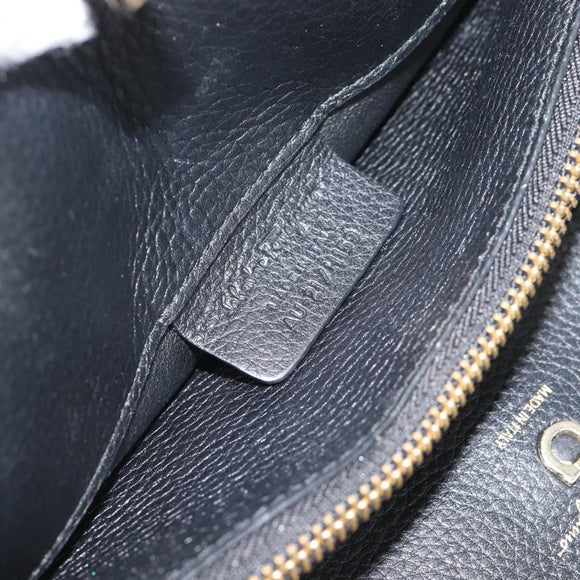 Salvatore Ferragamo Gancini Studio Hand Bag Leather 2way Black Gold Auth 195088