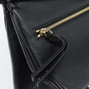 Salvatore Ferragamo Gancini Studio Hand Bag Leather 2way Black Gold Auth 195088-25