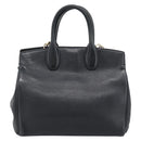 Salvatore Ferragamo Gancini Studio Hand Bag Leather 2way Black Gold Auth 195088-2