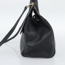 Salvatore Ferragamo Gancini Studio Hand Bag Leather 2way Black Gold Auth 195088-4