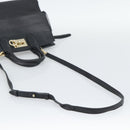 Salvatore Ferragamo Gancini Studio Hand Bag Leather 2way Black Gold Auth 195088-9