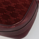 CELINE Macadam Canvas Horse Carriage Bag Suede Bordeaux Gold Auth 195091-10