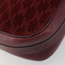 CELINE Macadam Canvas Horse Carriage Bag Suede Bordeaux Gold Auth 195091-11