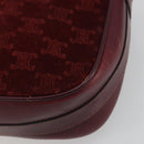 CELINE Macadam Canvas Horse Carriage Bag Suede Bordeaux Gold Auth 195091-12