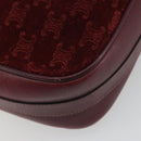 CELINE Macadam Canvas Horse Carriage Bag Suede Bordeaux Gold Auth 195091-13