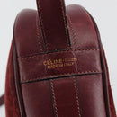 CELINE Macadam Canvas Horse Carriage Bag Suede Bordeaux Gold Auth 195091-16