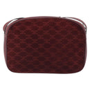 CELINE Macadam Canvas Horse Carriage Bag Suede Bordeaux Gold Auth 195091-3