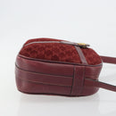 CELINE Macadam Canvas Horse Carriage Bag Suede Bordeaux Gold Auth 195091-4